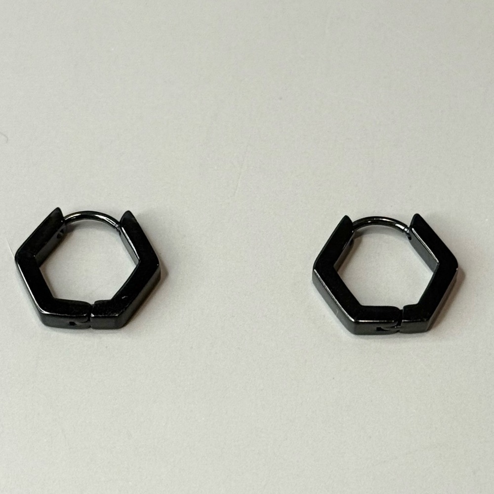 Metallo Stainless Steel Hexagon Hoop Earrings